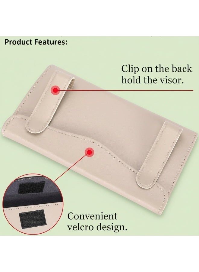 Dunekart Car Visor Tissue Holder, Hanging Paper Towel Dispenser Case for Backseat Vehicle Door, PU Leather Napkin Box Auto Interior Accessory - Beige - Image 3